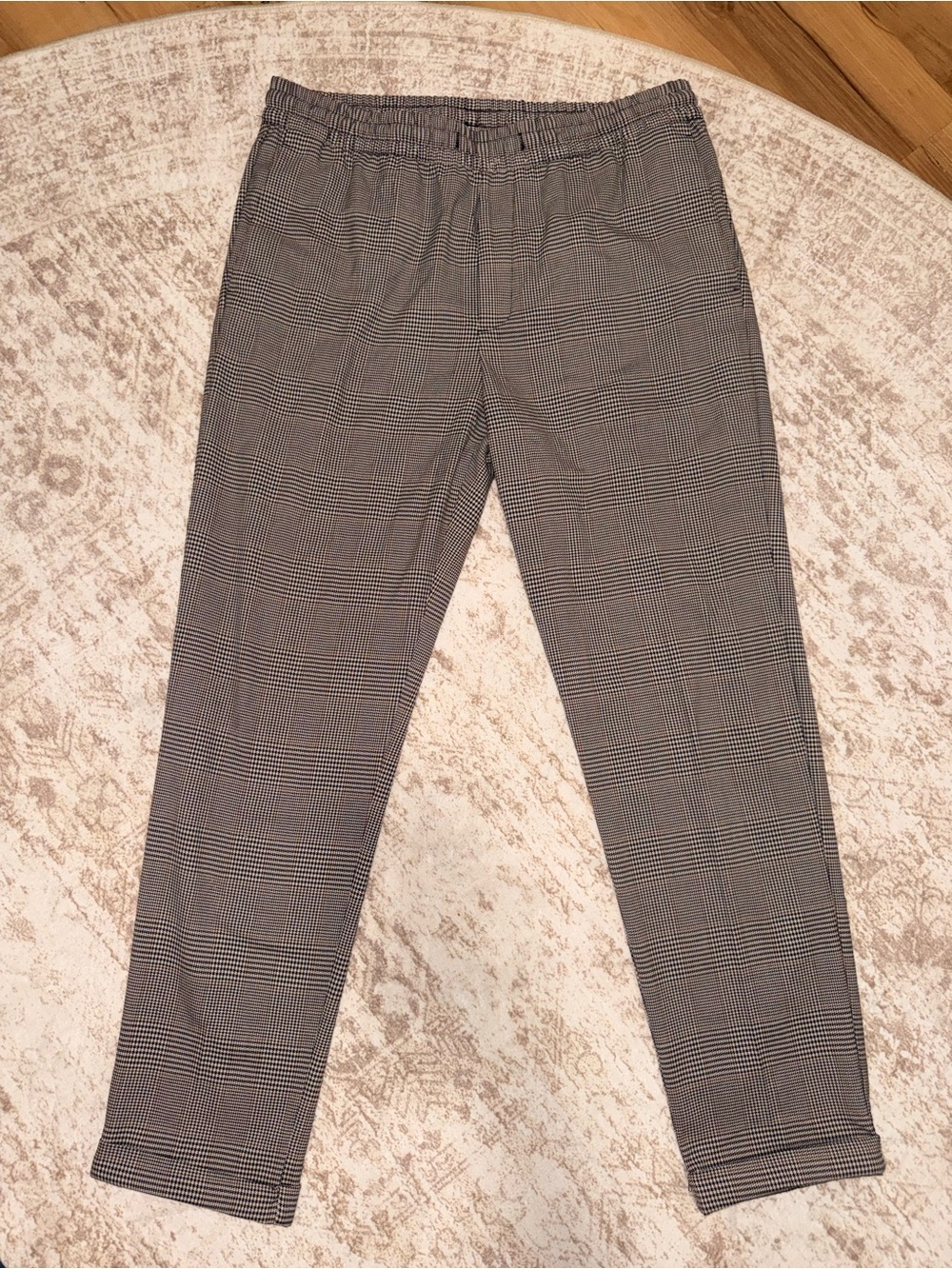 H&M Men's Black & Gray Glen Plaid Dress Pants